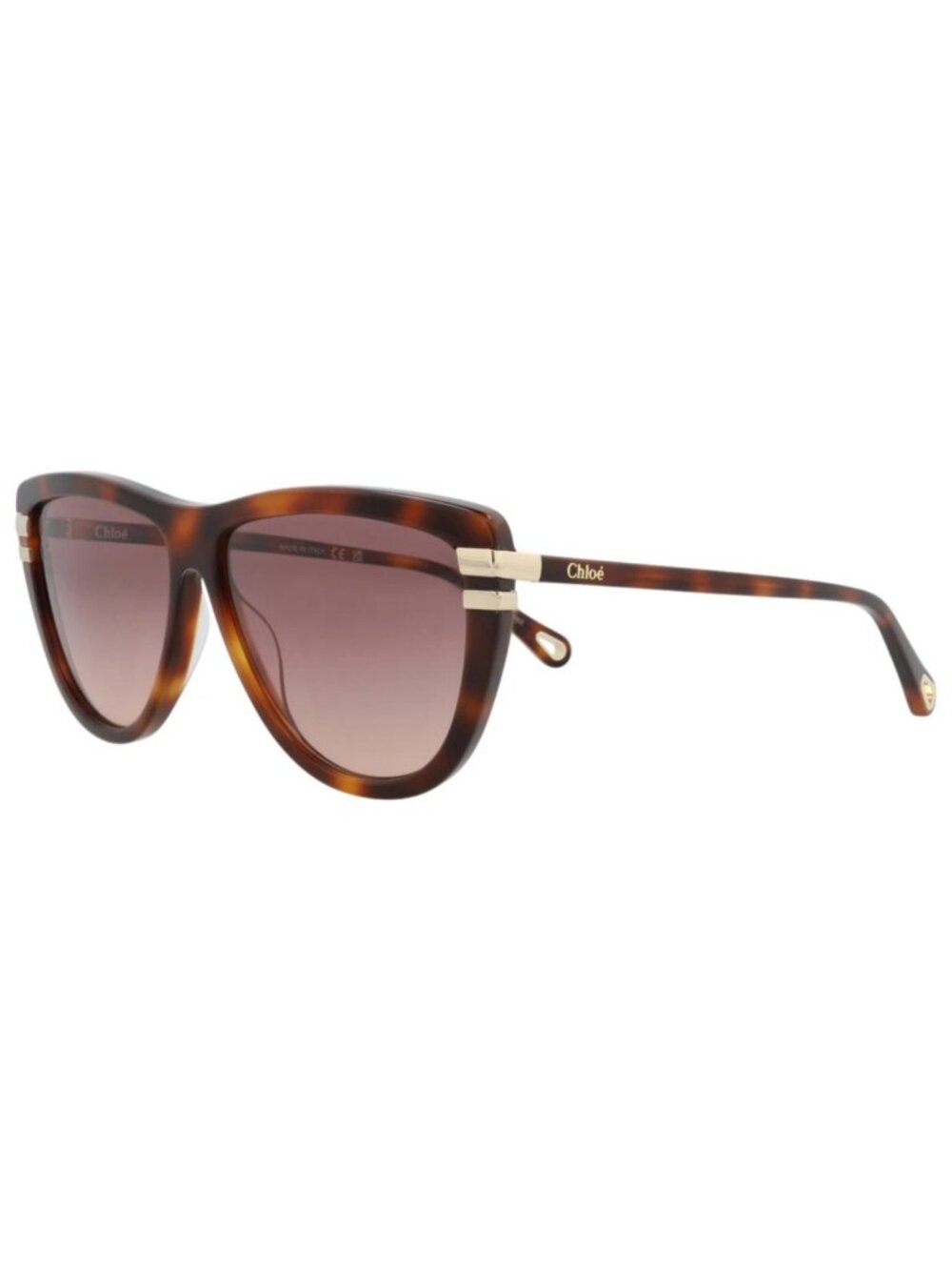New Chloé Women's Sunglasses Square Rectangle Recycled Acetate Frame Havana Red